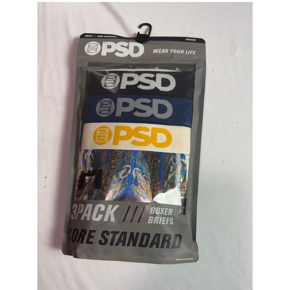 PSD Men Core Standard Boxer Briefs 3-Pack Multicolor Graphic Print Medium NEW